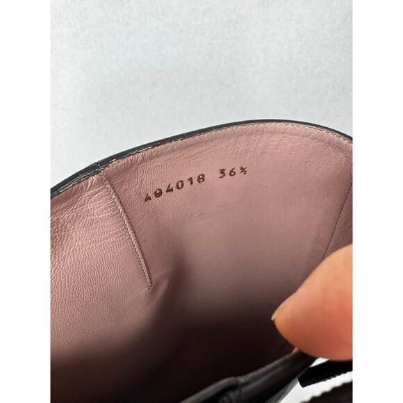 Gucci Black Calfskin Leather Knee-High Boots w Crystal Embellished Heels EU 36.5 - Picture 8 of 16